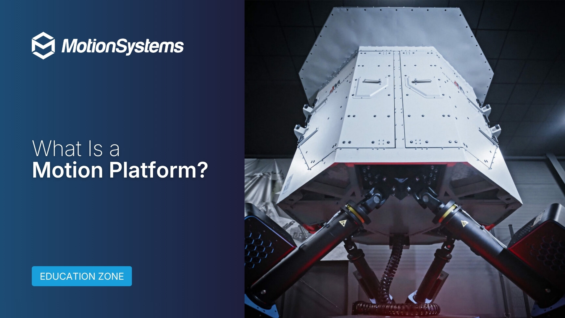 Motion Systems guide banner: what a motion platform is and how it turns simulation data into physical movement
