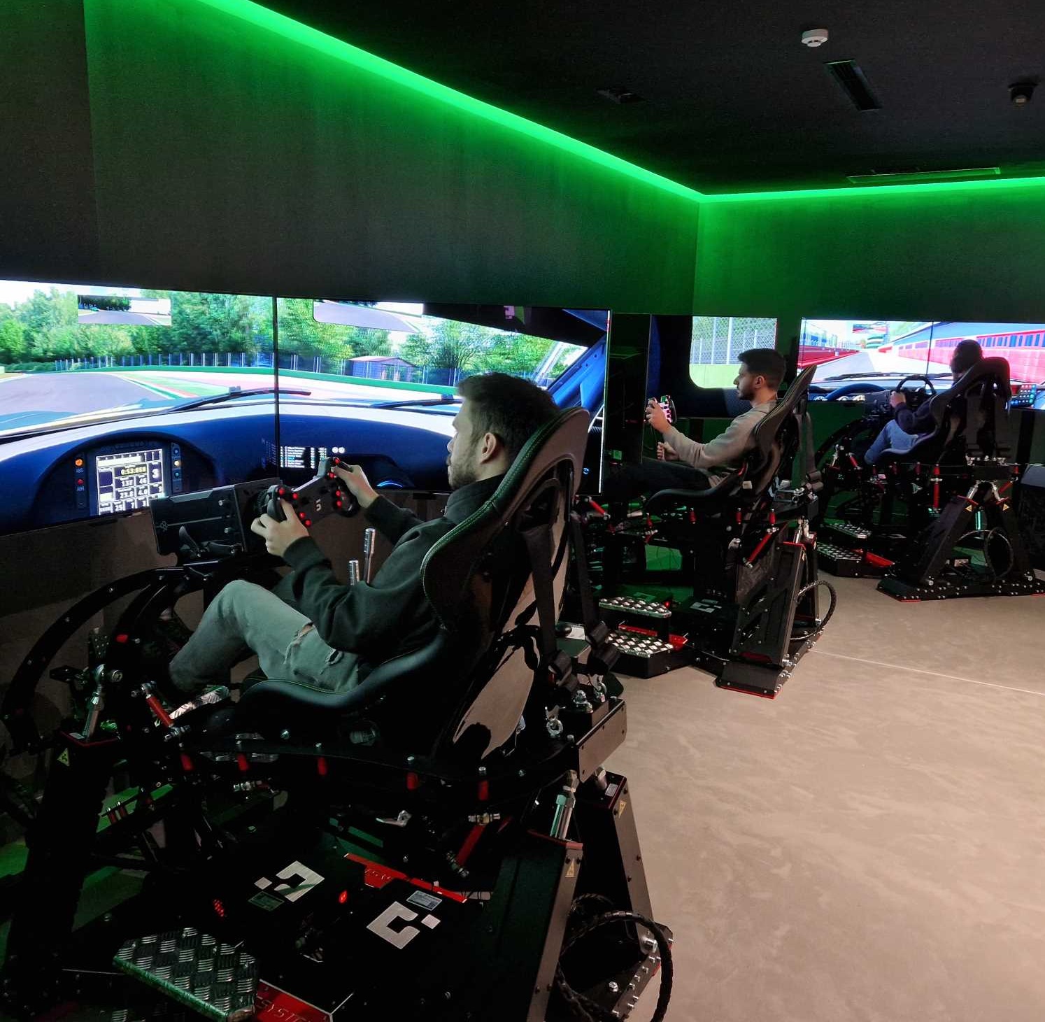 Six QS-V20 racing simulators at SimClub in Athens