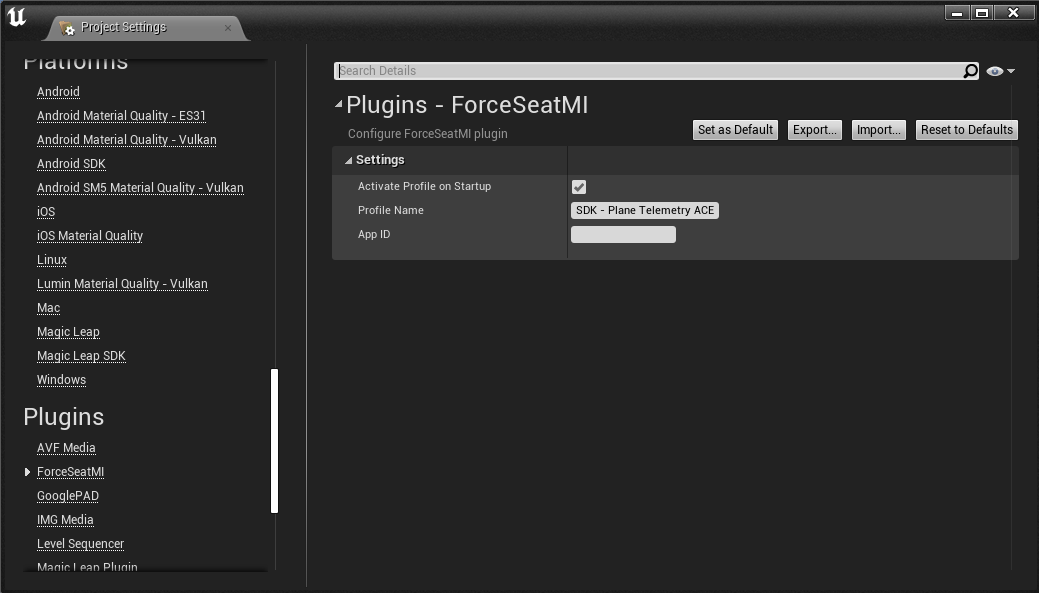 Unreal editor fsmi settings
